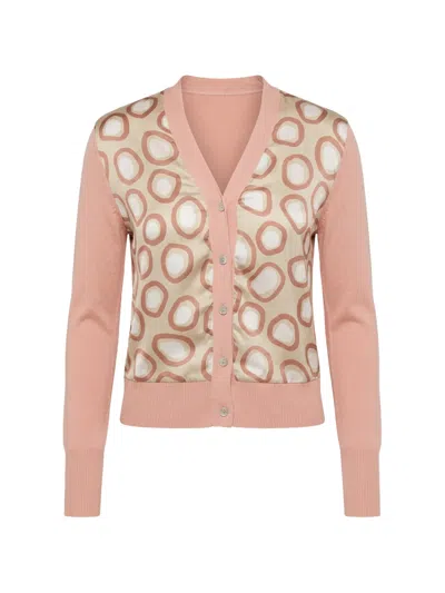 In Bed With You Geometric-print Panelled Cardigan In Pink
