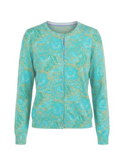 In Bed With You Knitted Print Cardigan In Green