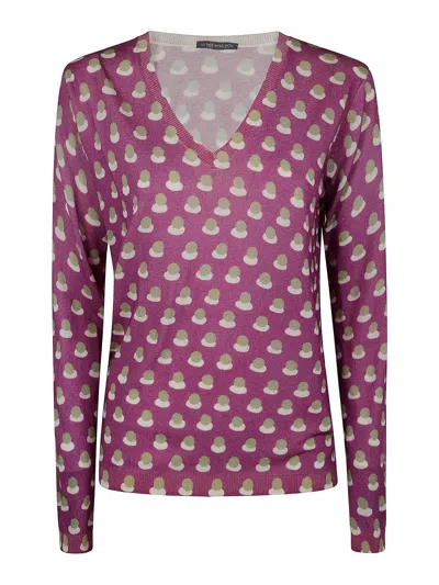 In Bed With You Printed V Neck Sweater In Pink