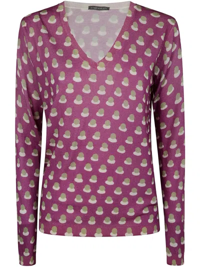 In Bed With You Printed V Neck Sweater In Purple