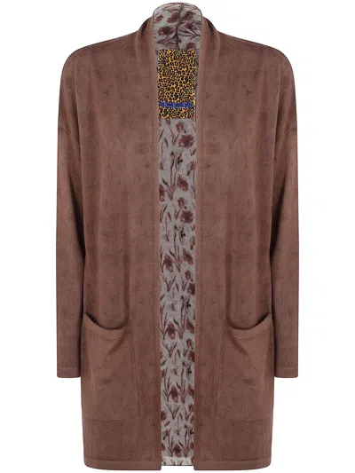 In Bed With You Floral-print Open-front Cardigan In Brown