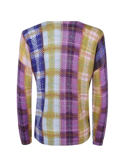 In Bed With You Tartan-print V-neck Sweater In 퍼플