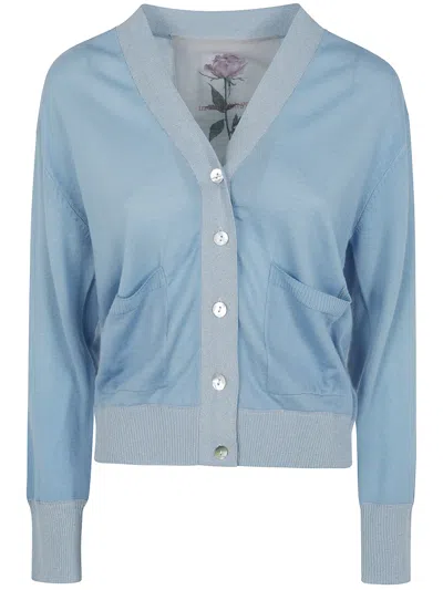 In Bed With You V Neck Cardigan In Solid Color In Blue