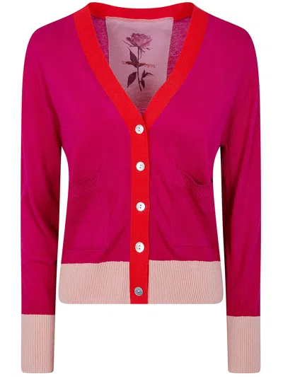 In Bed With You V Neck Printed Cardigan In Pink