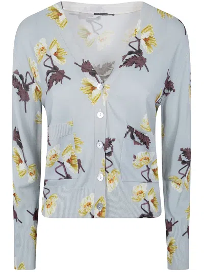 In Bed With You Floral Cotton Blend Cardigan In Blue