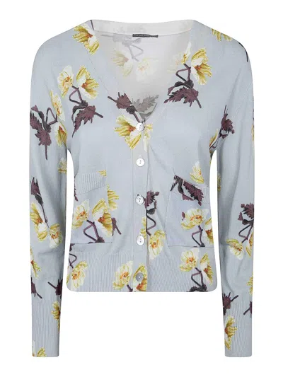 In Bed With You V Neck Printed Cardigan In Blue