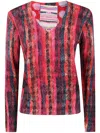 In Bed With You Stripe-print Ribbed Sweater In Red