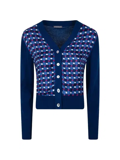 In Bed With You V-neck Printed Cardigan In Blue