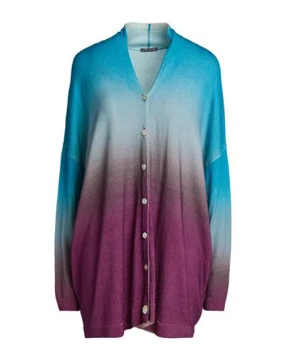 In Bed With You Woman Cardigan Azure Size Xs Merino Wool In Multi