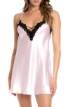 In Bloom By Jonquil Adeline Lace Trim Satin Chemise In Light Lilac