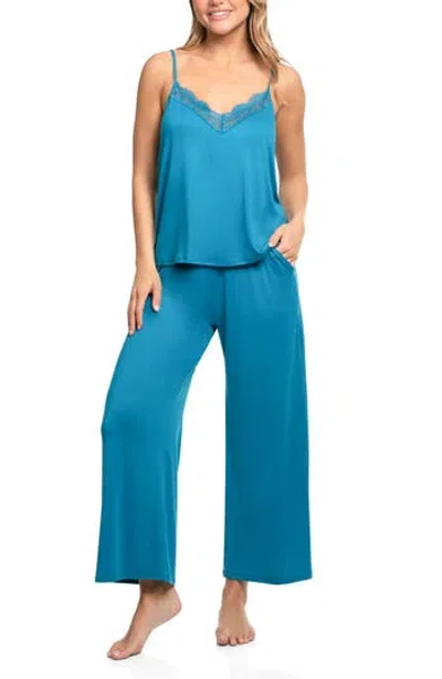 In Bloom By Jonquil Aimee Knit Cropped Pajama Set In Blue