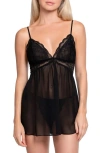 In Bloom By Jonquil Alice Babydoll Chemise In Black