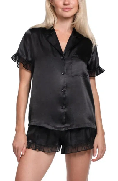 In Bloom By Jonquil Alice Ruffle Trim Short Pajamas In Black