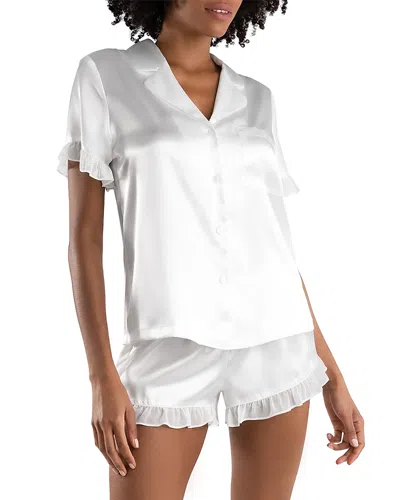 In Bloom By Jonquil Alice Satin Shortie Pajama Set In Ivory