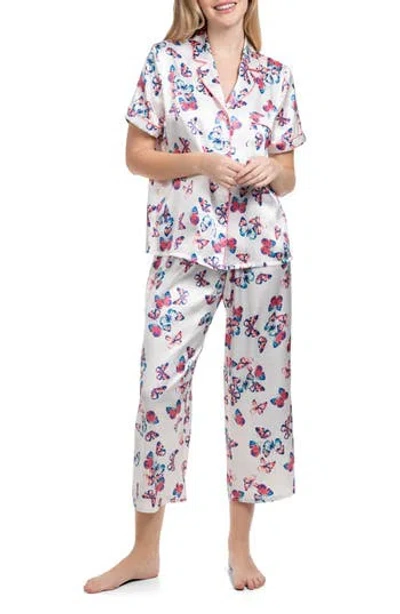 In Bloom By Jonquil Amber Butterfly Satin Crop Pajamas In Ivory