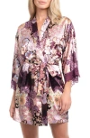 In Bloom By Jonquil Anna Printed Lace Trim Satin Wrap In Purple