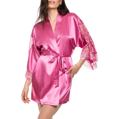 In Bloom By Jonquil Annalee Lace Inset Satin Wrap In Orchid Pink