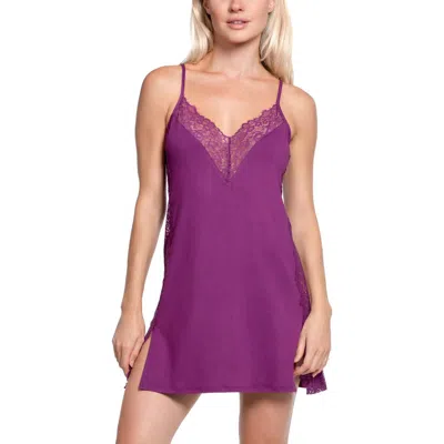 In Bloom By Jonquil Brit Lace & Satin Chemise In Purple