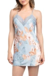 In Bloom By Jonquil Carlie Floral Lace Trim Chemise In Blue