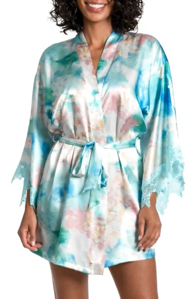 In Bloom By Jonquil Casablance Floral Print Short Dressing Gown In Aqua