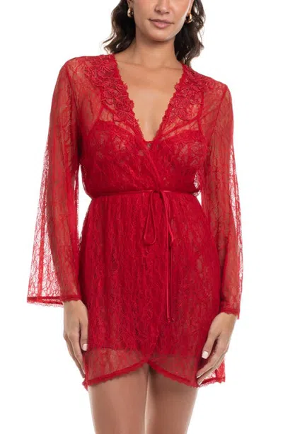 In Bloom By Jonquil Cassie Lace Wrap Robe In Red