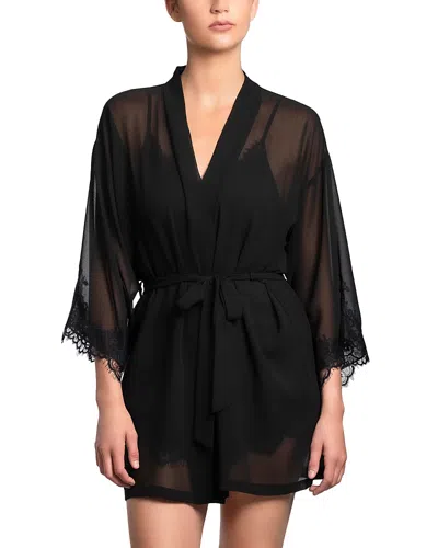 In Bloom By Jonquil Chiffon Wrap Robe In Black