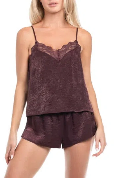 In Bloom By Jonquil Crinkle Satin Short Pajamas In Brown