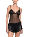 In Bloom By Jonquil Dot Mesh Cami Short Set In Black