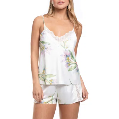 In Bloom By Jonquil Elyse Floral Satin Shortie Pajamas In White