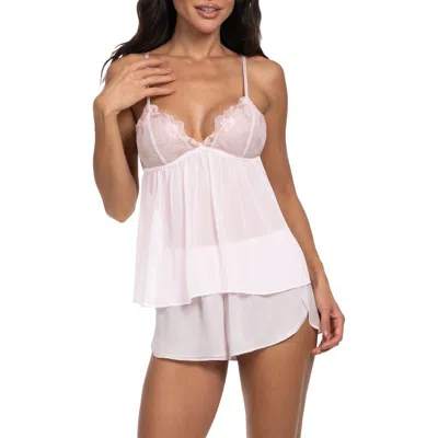 In Bloom By Jonquil Emmy Lace Trim Chiffon Short Pajamas In Pink