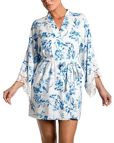 In Bloom By Jonquil Floral Lace Trim Wrap Robe In Ivory