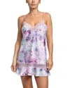 In Bloom By Jonquil Floral Satin Lace Inset Chemise In Lavender
