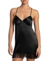 In Bloom By Jonquil Holland Fringe Trim Satin Chemise In Black
