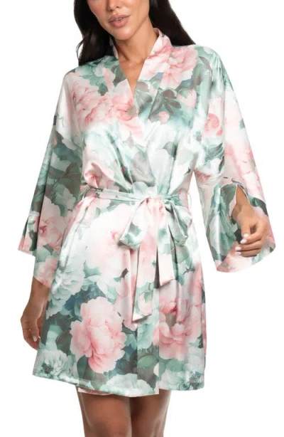 In Bloom By Jonquil Gracie Lace Trim Satin Robe In White