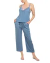 In Bloom By Jonquil Hammered Satin Cami Crop Pant Pajama Set In Blue