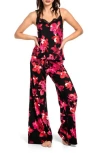 In Bloom By Jonquil Hazel Floral Camisole Long Pajamas In Black