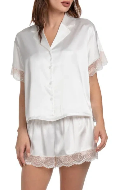 In Bloom By Jonquil Janelle Lace Trim Satin Pajamas In Ivory