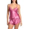 In Bloom By Jonquil Joelle Lace Trim Satin Short Pajamas In Cedar Rose
