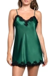 In Bloom By Jonquil Josie Lace Trim Stretch Satin Chemise In Green