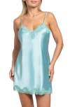 In Bloom By Jonquil Josie Lace Trim Stretch Satin Chemise In Jade