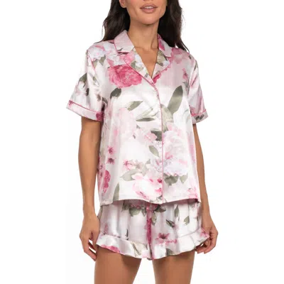 In Bloom By Jonquil Jovie Floral Satin Short Pajamas In Metallic