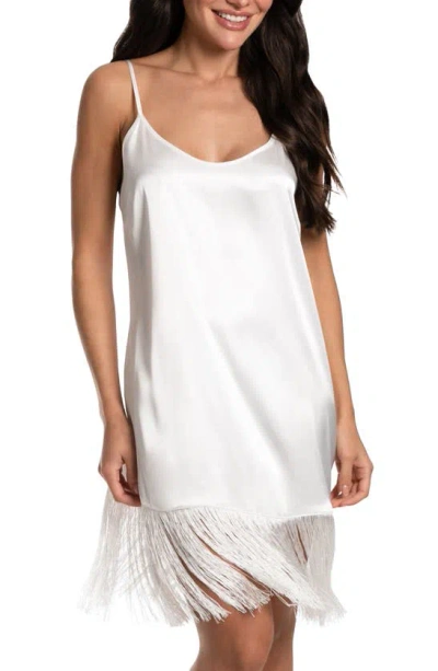 In Bloom By Jonquil Juliet Fringe Trim Satin Chemise In Ivory