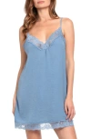 In Bloom By Jonquil Hammered Satin Lace Trim Chemise In Blue