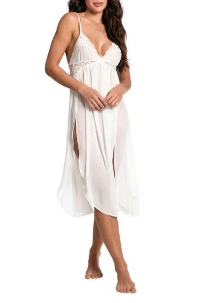 In Bloom By Jonquil Lace Chiffon Nightgown In Off White