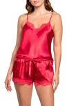 In Bloom By Jonquil Lace Trim Satin Cami & Short Pajamas In Pink