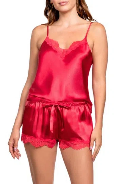 In Bloom By Jonquil Lace Trim Satin Cami & Short Pajamas In Pink