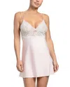 In Bloom By Jonquil Lace Trim Satin Chemise In Cream