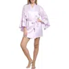 In Bloom By Jonquil Lace Trim Satin Robe In Lavender