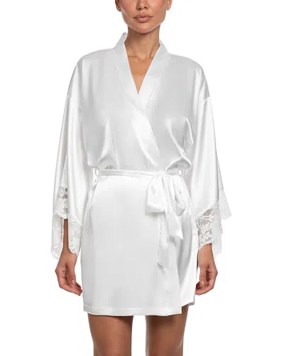 In Bloom By Jonquil Lace Trim Satin Wrap Robe In White