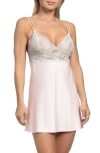 In Bloom By Jonquil Lace Trim Satin Chemise In Cream
